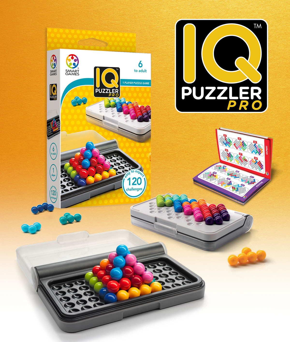 SmartGames IQ Puzzler Pro logikspel med 120 utmaningar - pusselutmaning  från 6 år